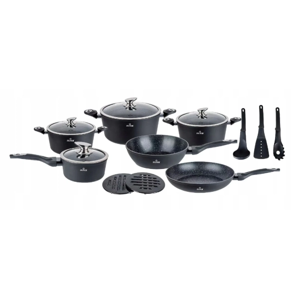 ZESTAW GARNKÓW CERAMICZNO MARMURKOWYCH NA INDUKCJE 15 ELE ZL-8544